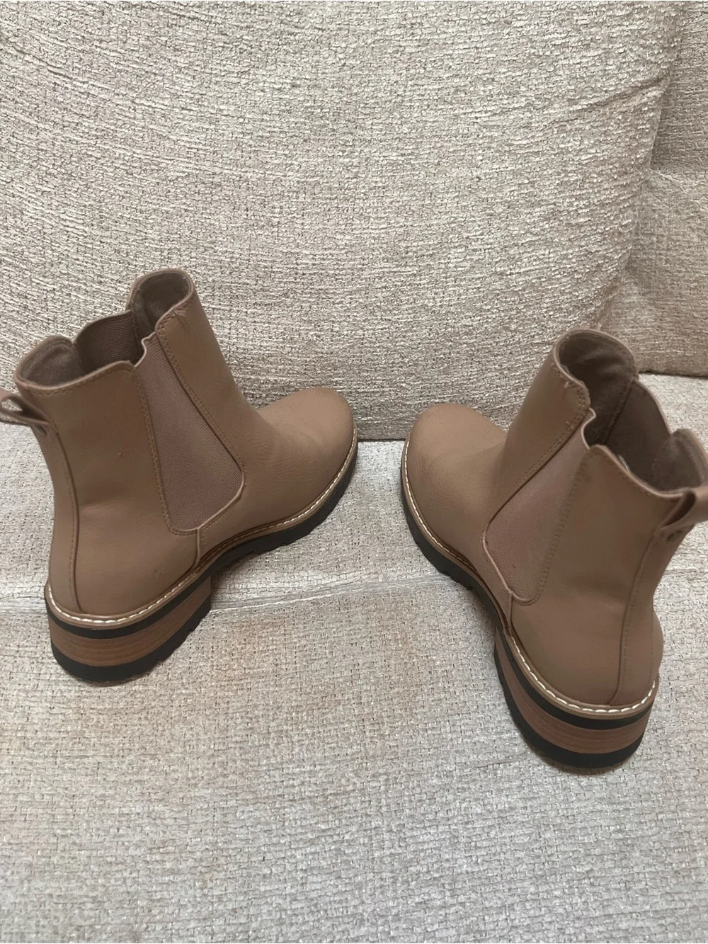 Women's Tan Chelsea Booties - Sleek Slip-On Ankle Boots Sz 9.5